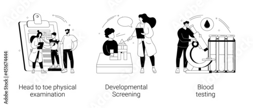 Pediatric check up abstract concept vector illustrations.
