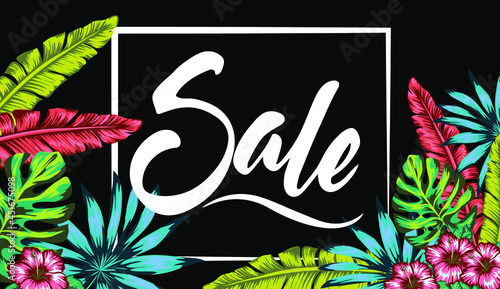 banner ad sale jungle punk banners for social media, acid tropical composition to decorate your design, social media frame mockup