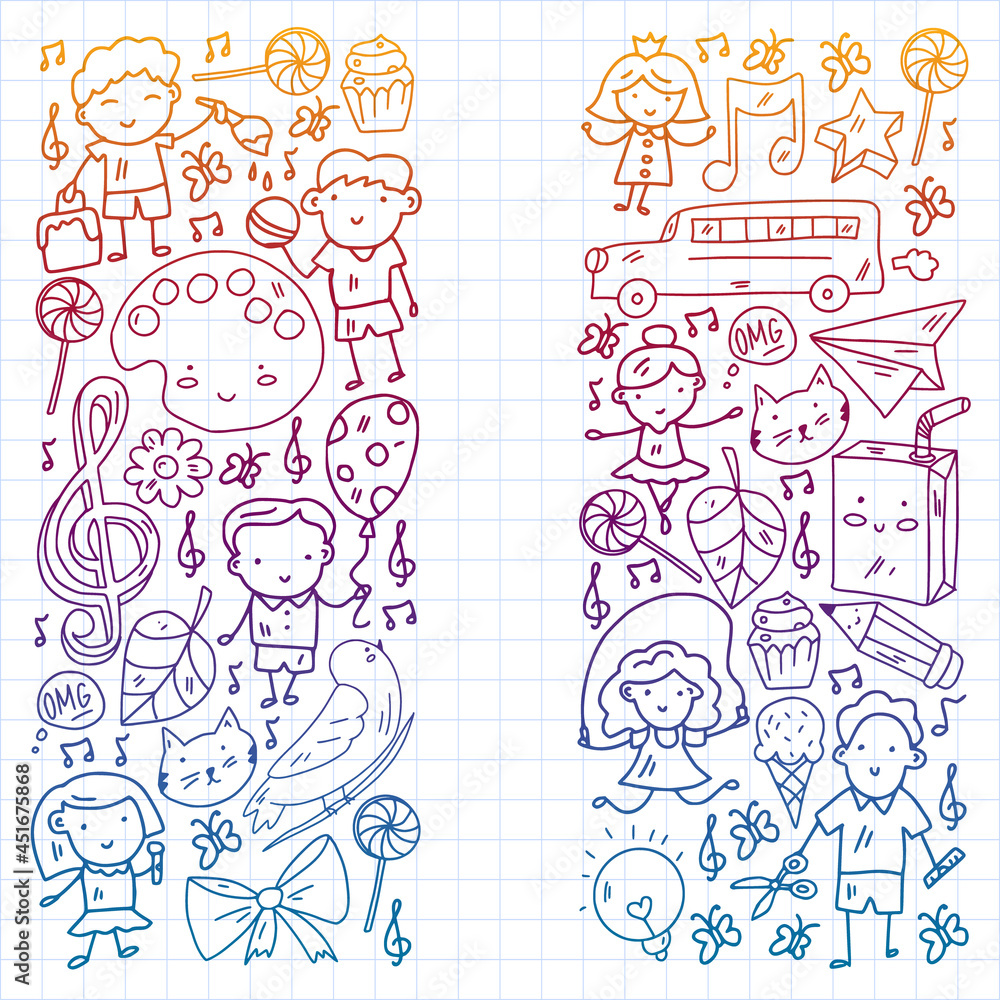 Vector pattern with items for school. Online internet education, e-learning. Vector pattern with items for school. Online internet education, e-learning.