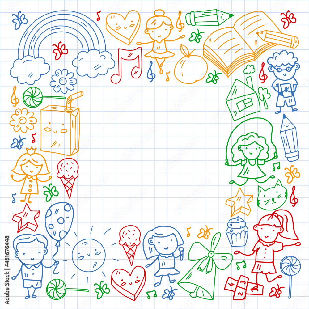Vector pattern with items for school. Online internet education, e-learning. Vector pattern with items for school. Online internet education, e-learning.
