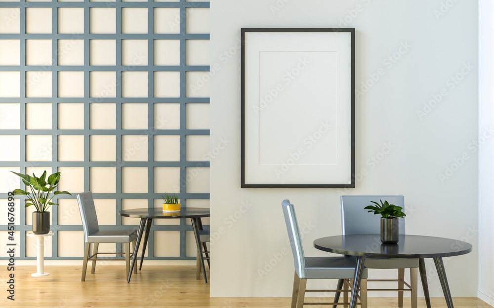 3D Mockup photo frame in Modern interior of living room 3D Mockup photo frame in Modern interior of living room