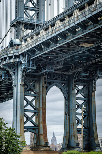 The famous Manhattan bridge spanning the East River between Brooklyn and lower Manhattan