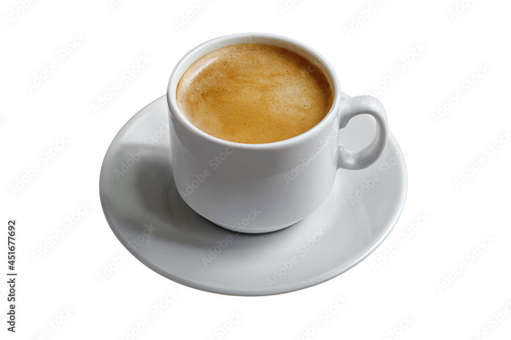 a cup of freshly brewed aromatic coffee isolated on white a cup of freshly brewed aromatic coffee isolated on white