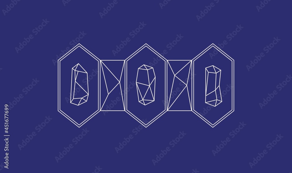 Fototapeta premium Lineart emblems design with crystals. Contemporary minimal boho style graphics. Vector templates