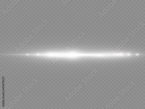 Horizontal light rays, flash white horizontal line