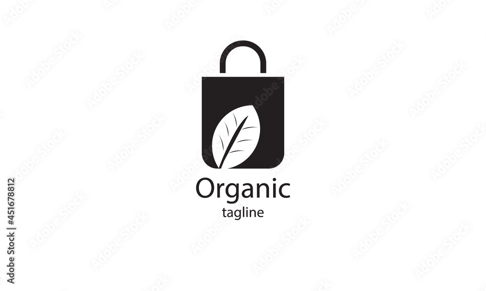 Premium vector organic shopping bag logo design Premium vector organic shopping bag logo design