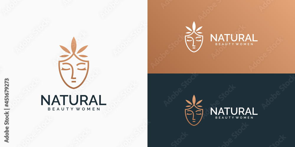 women logo and leaf icon design