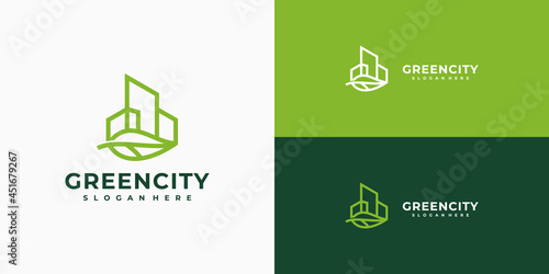 green city logo design minimalist linear