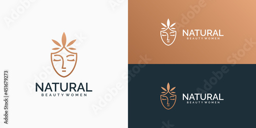 women logo and leaf icon design