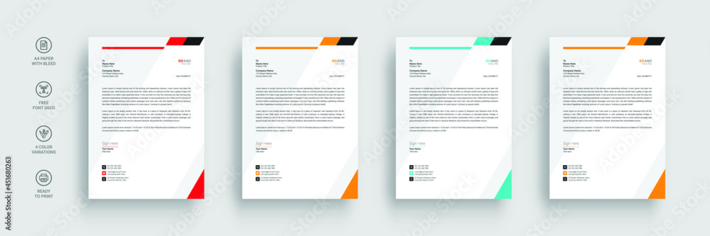 Letterhead template in flat style, letterhead set or bundle Letterhead template in flat style, letterhead set or bundle