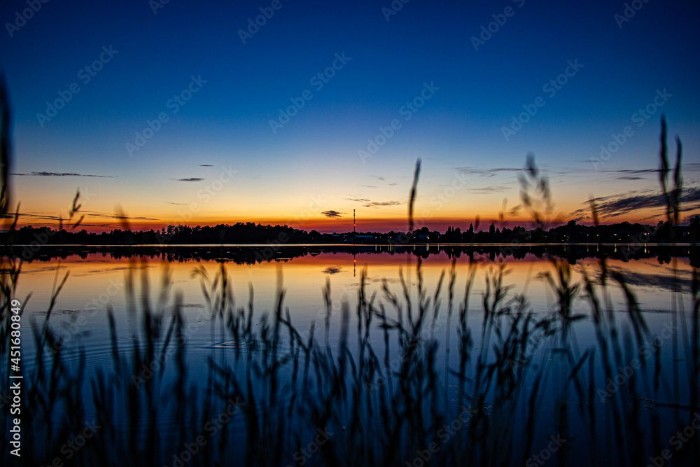 sunset over the lake