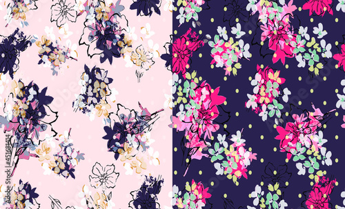 Elegant floral pattern in small colorful flowers. Liberty style. Floral seamless background for fashion prints. Ditsy print. Seamless vector texture. Spring bouquet.