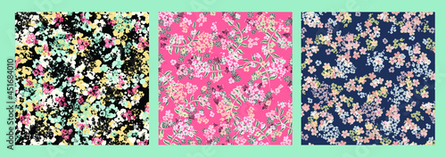 Trendy vector seamless tropical pattern with exotic forest. Bright and Colorful original stylish floral background print