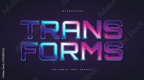Transforms Text in Colorful Style with Glowing Effect. Editable Text Style Effect