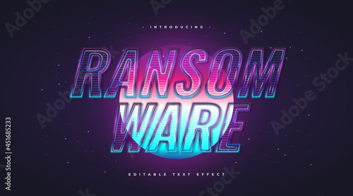 Ransom Ware Text in Realistic Glass Style and Glowing Effect. Editable Text Style Effect