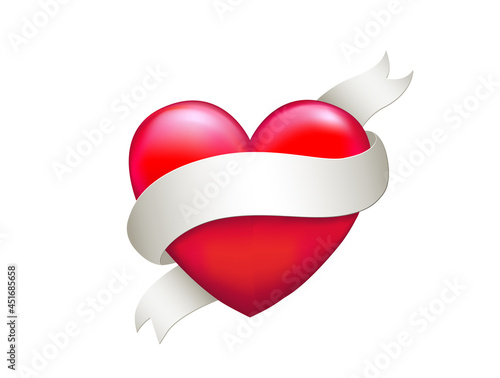 Herz mit Banderole,
Karte für Muttertag, Valentinstag, Hochzeit uvm
Vektor Illustration isoliert auf weißem Hintergrund
 photo