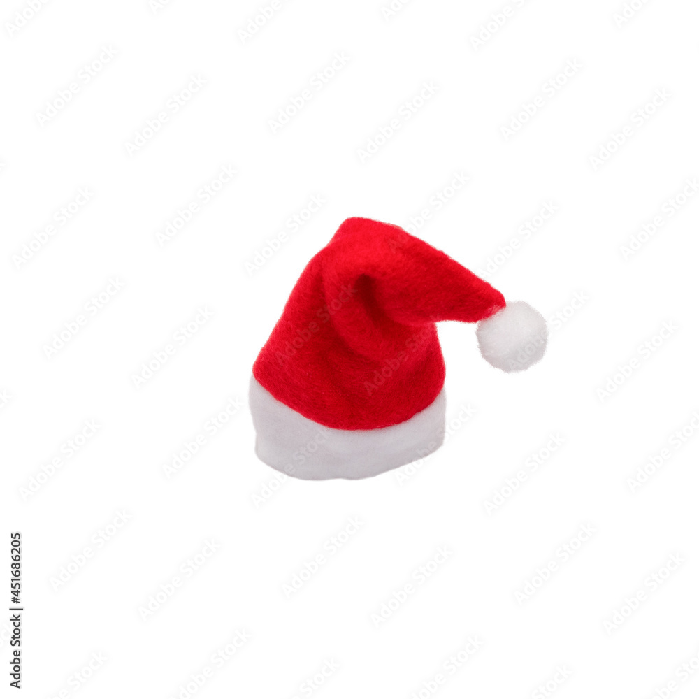 Isolated Santa Claus hat on white background. Winter concept, New Year holiday Isolated Santa Claus hat on white background. Winter concept, New Year holiday