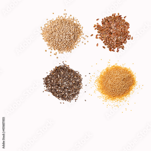 Fototapeta Naklejka Na Ścianę i Meble -  Organic seeds - Flax, Chia, amaranth and quinoa