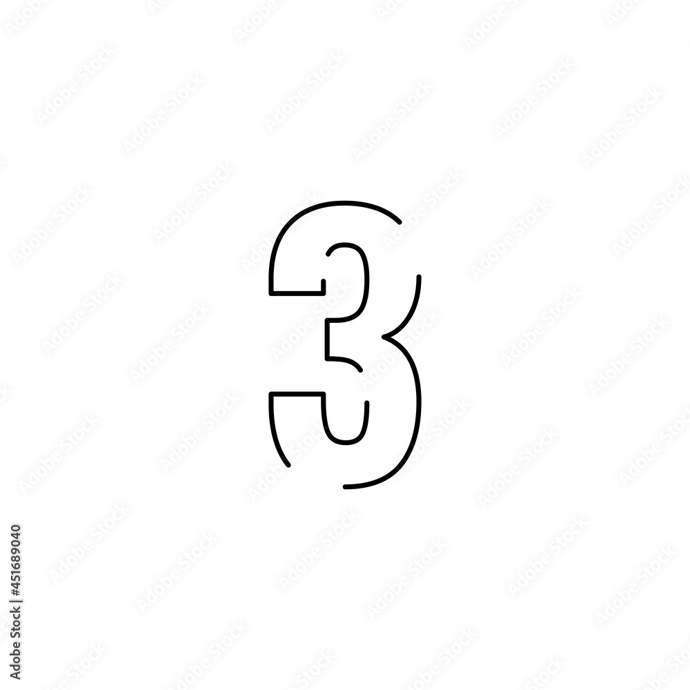 Minimalism line logo initial letter 3 Minimalism line logo initial letter 3