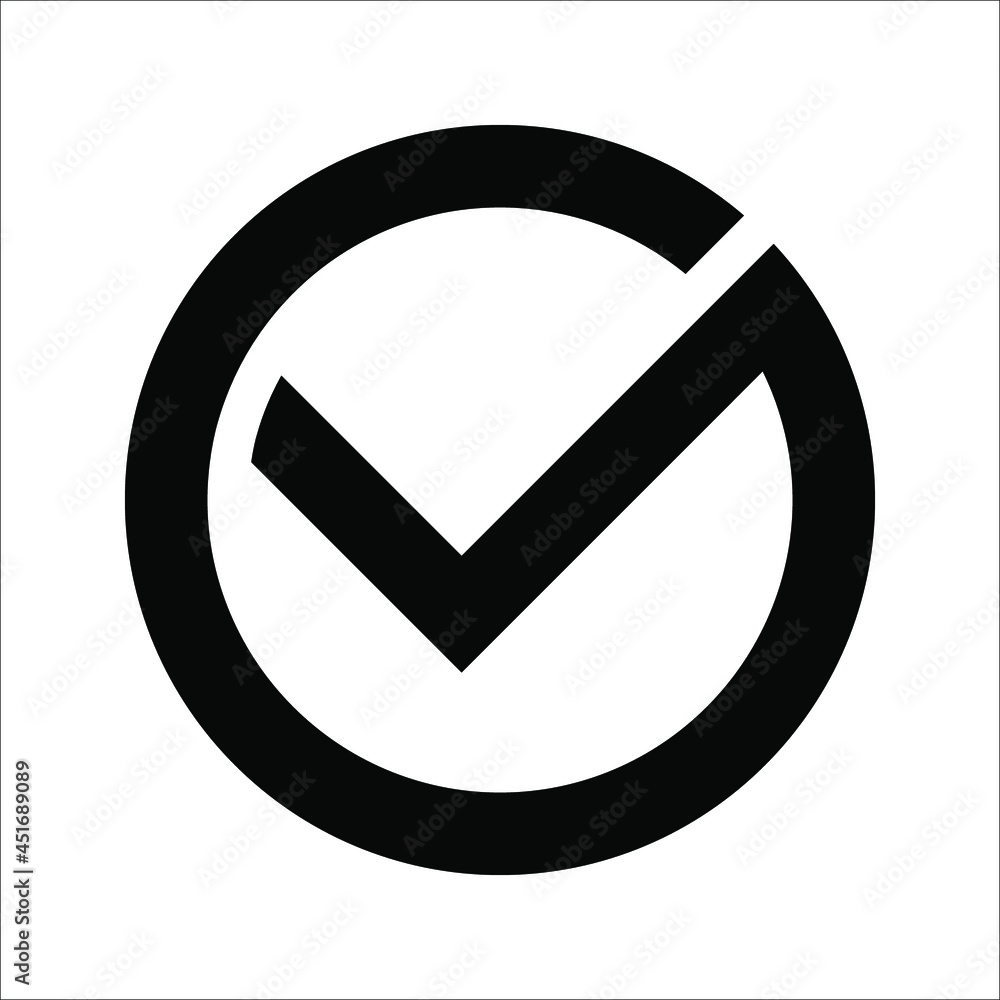 check mark icon in a circle. Tick symbol on white background, vector illustration. check mark icon in a circle. Tick symbol on white background, vector illustration.