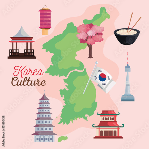 map and korea icons