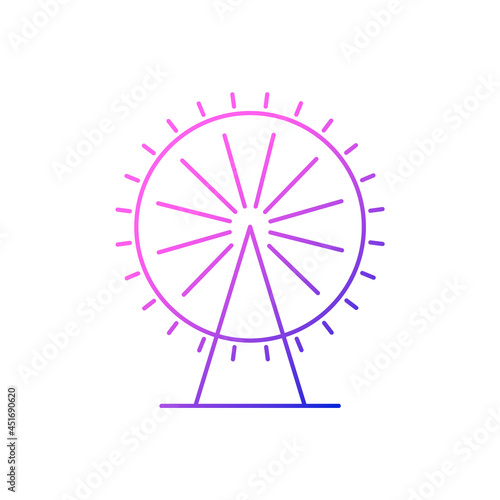 Ferris wheel outline icon. Taiwan. Amusement park. Oriental custom. Isolated vector stock illustration