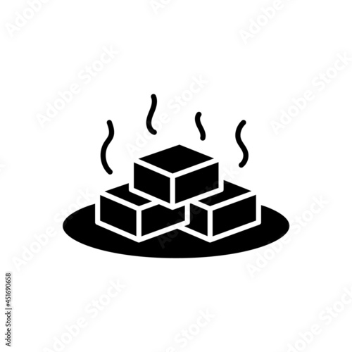 Aromatic tofu cheese on a plate glyph icon. Taiwanese traditional food. Isolated vector stock illustration