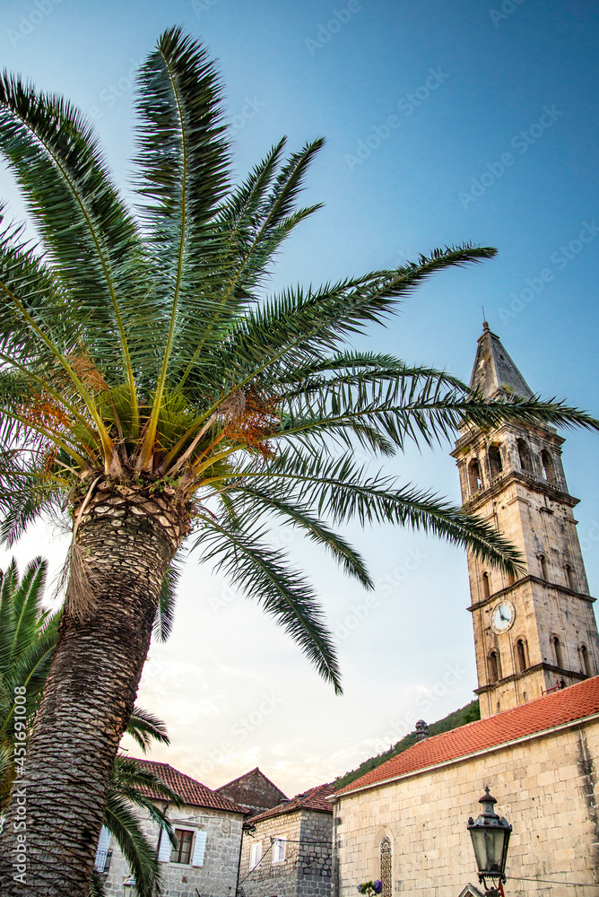 St. Nicholas Church tower,Perast,bay of Kotor,Montenegro.