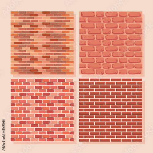 four bricks walls backgrounds