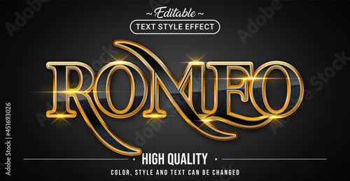 Editable text style effect - Romeo text style theme.