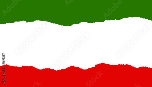 Papel rasgado representando la bandera de México, con los colores de la bandera, verde, blanco y rojo, sin letrero. photo