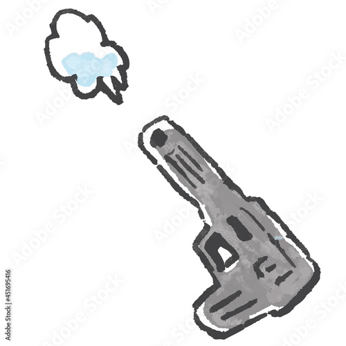 水彩タッチのピストルのイラスト