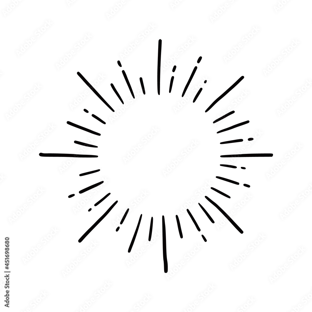 Line doodle ray, sparkle, sunburst. Hand drawn sketch style sunshine, starburst. Vector illustration. Line doodle ray, sparkle, sunburst. Hand drawn sketch style sunshine, starburst. Vector illustration.