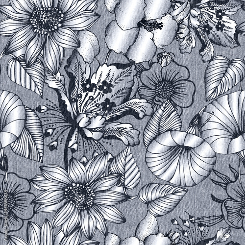 Floral seamless background for textile or book covers, manufacturing, wallpapers, print, gift wrap and scrapbooking.