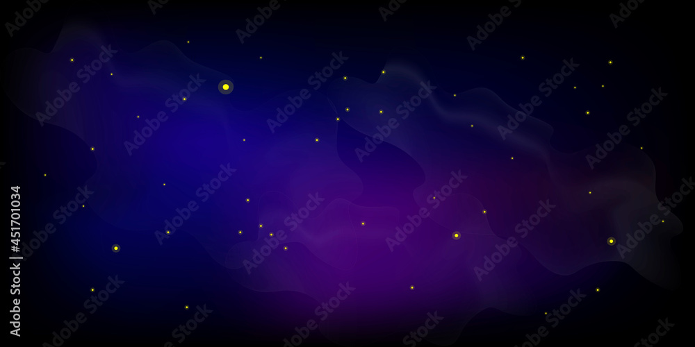 Gaseous blue sky stars, great design for any purposes. Dark background. Space background. Vector illustration. Stock image.