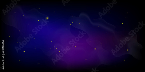 Gaseous blue sky stars, great design for any purposes. Dark background. Space background. Vector illustration. Stock image.