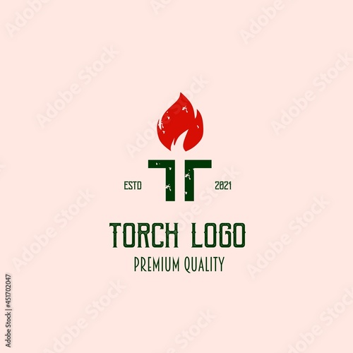 Torch logo design retro hipster vintage, template