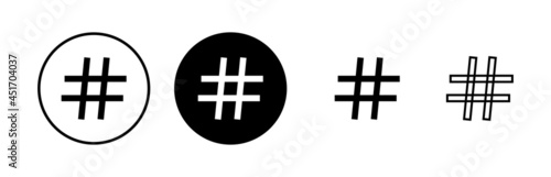 Hashtag icons set. black hashtag icon