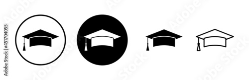 Education icons set vector. Graduation cap icon. Graduate. Students cap