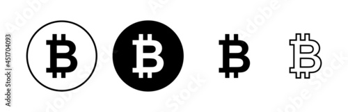 Bitcoin sign icons set. Crypto currency symbol. Blockchain. Cryptocurrency