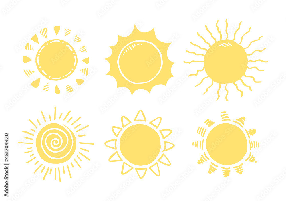 set of doodle sun.Design elements. vector illustration. set of doodle sun.Design elements. vector illustration.