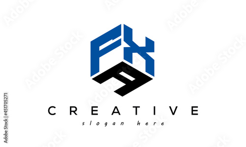 FXA letters creative logo with hexagon	 photo