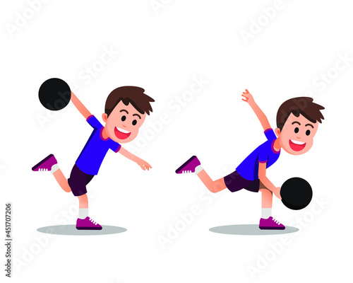 boy with some moves while playing bowling