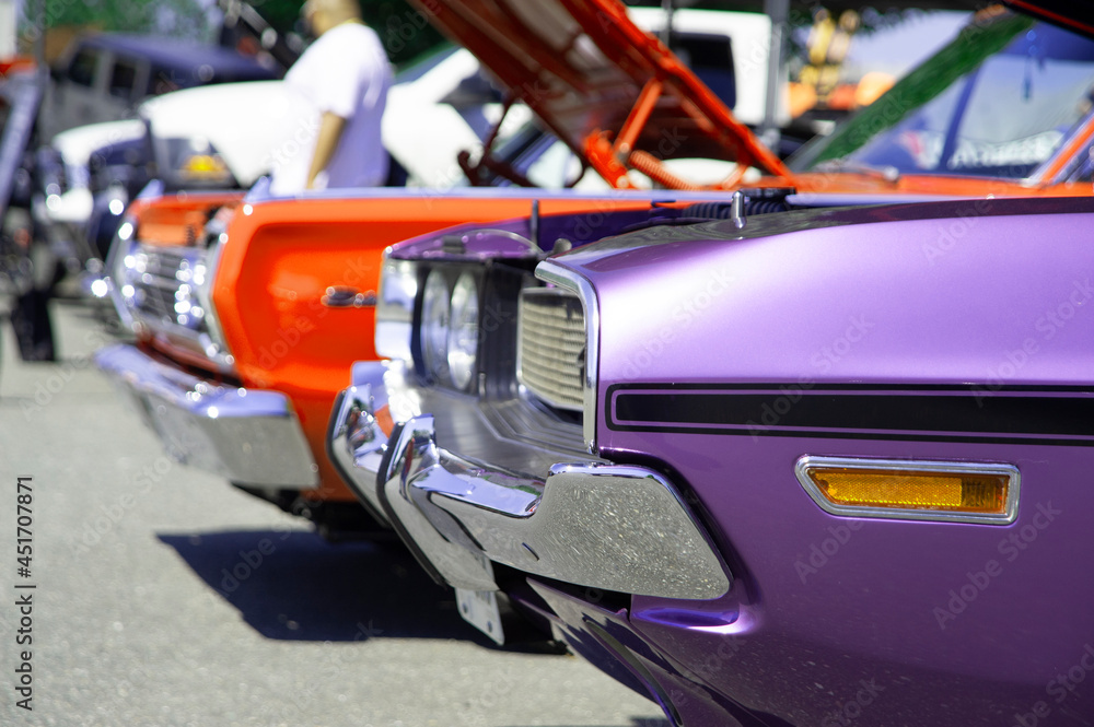 Cool vintage American cars at summer exhibition