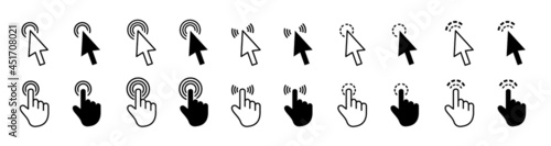 Mouse click cursor set collection Hand Cursors and clicks. Mouse pointer set collection arrow cursor Vector illustration