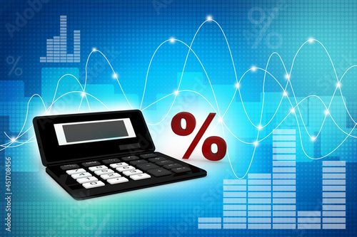 3d illustration calculator tax percentage concept