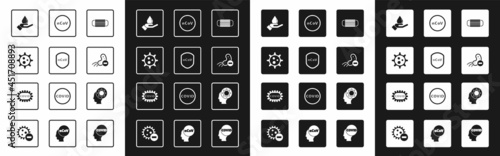 Set Medical protective mask, Shield protecting from virus, Virus, Washing hands with soap, Negative, Corona 2019-nCoV, Human and covid-19 icon. Vector