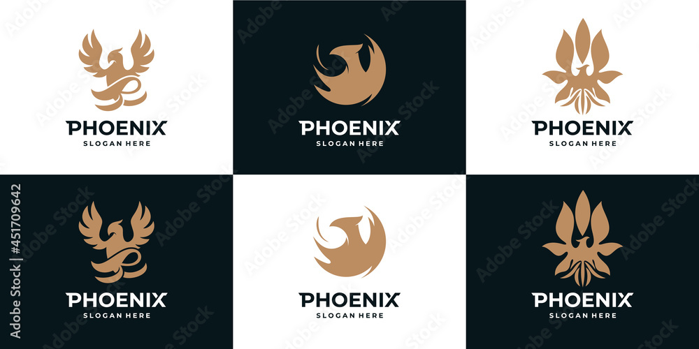 Set of phoenix logo design Set of phoenix logo design