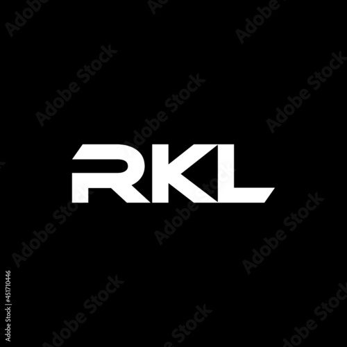 RKL letter logo design with black background in illustrator, vector logo modern alphabet font overlap style. calligraphy designs for logo, Poster, Invitation, etc. photo