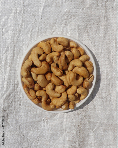 Cashew nuts on a white background